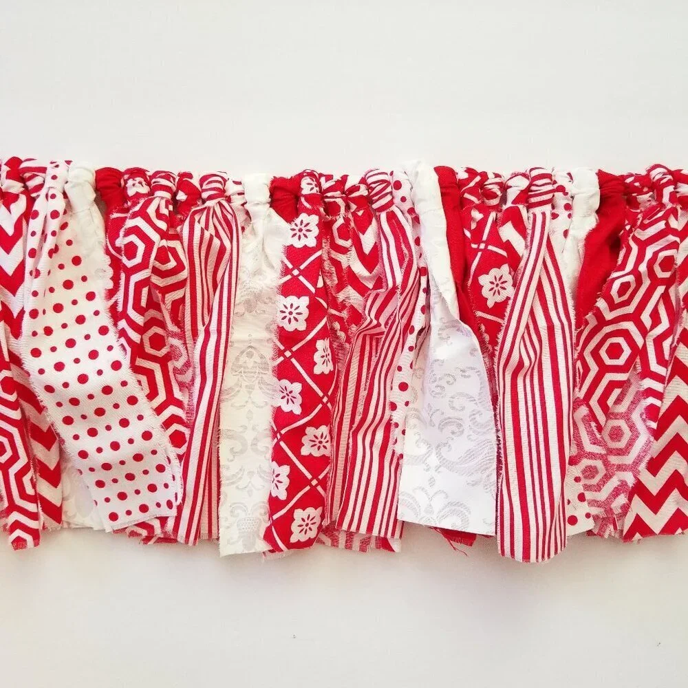 Red Chevron | Summer Camp Banner | Christmas Decor, Fabric Banner, 7'